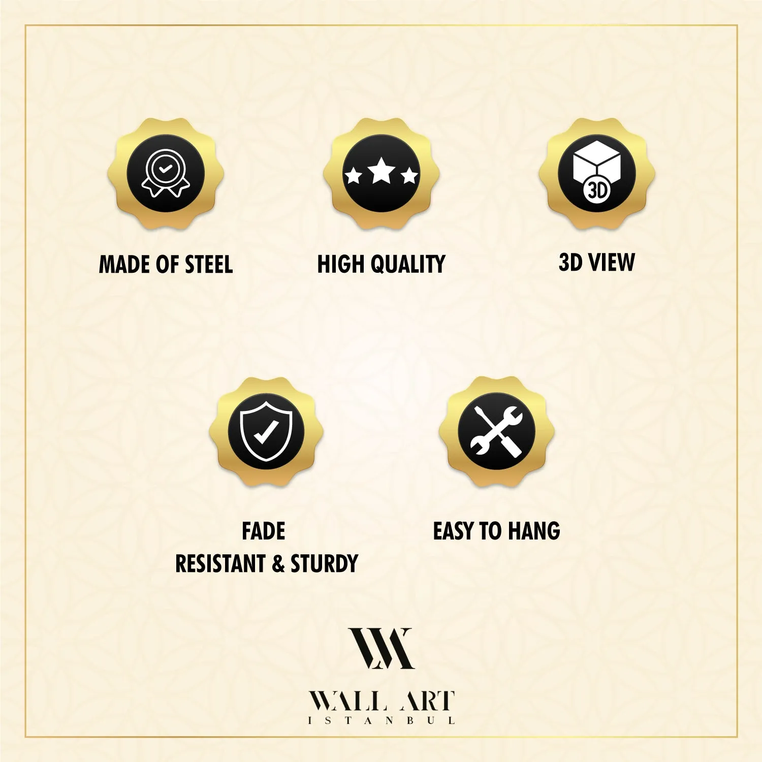 40 Islamic Virtues Written Metal Wall Art - WAM201