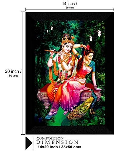 SAF Radha Krishna UV Textured Digital Reprint Home Decorative Gift Item Framed Painting 14 Inch X 20 Inch SANFM30936